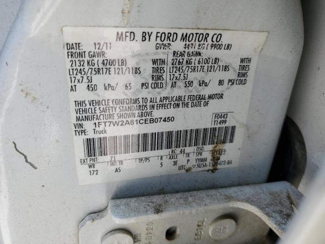 1FT7W2A61CEB07450 - 2012 FORD F250 SUPER DUTY WHITE photo 12