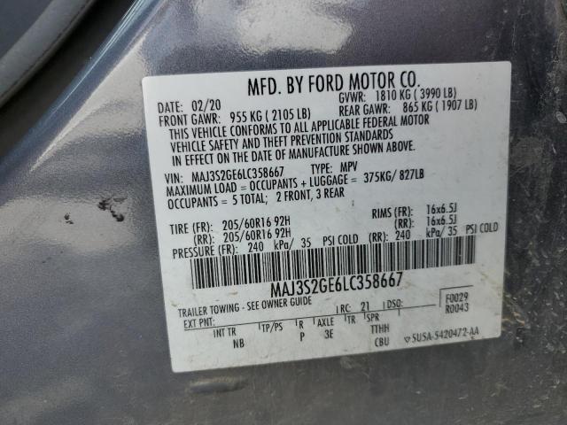 MAJ3S2GE6LC358667 - 2020 FORD ECOSPORT SE Boz foto 13