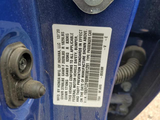 19XFC2F88ME001291 - 2021 HONDA CIVIC SPORT 蓝色 照片 12