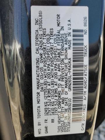 5TEJU62N85Z069210 - 2005 TOYOTA TACOMA DOUBLE CAB PRERUNNER BLACK photo 12