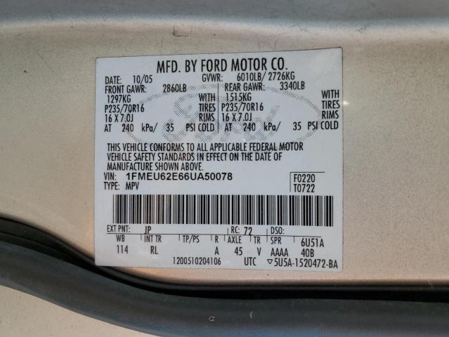 1FMEU62E66UA50078 - 2006 FORD EXPLORER XLS SILVER photo 13