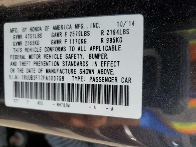 19UUB3F77FA000759 - 2015 ACURA TLX ADVANCE GRAY photo 12
