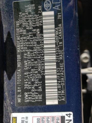 2T1KR32E45C397072 - 2005 TOYOTA COROLLA MA XR BLUE photo 12