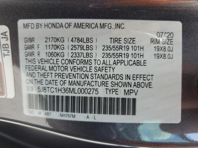 5J8TC1H36ML000275 - 2021 ACURA RDX GRAY photo 13