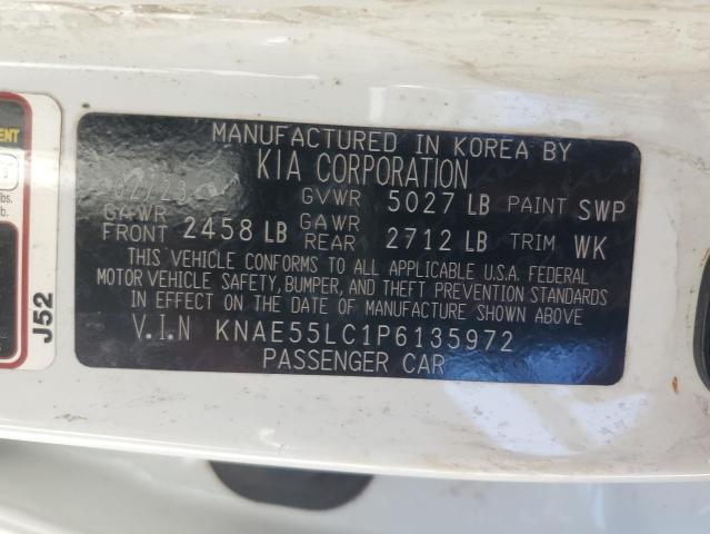 KNAE55LC1P6135972 - 2023 KIA STINGER GT2 WHITE photo 12