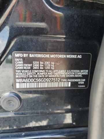 WBA6D0C56GD927512 - 2016 BMW 640 I GRAN COUPE BLACK photo 12