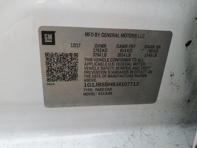 1G1JB5SH9J4107713 - 2018 CHEVROLET SONIC LS WHITE photo 12