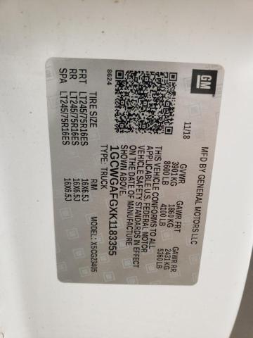 1GCWGAFGXK1183355 - 2019 CHEVROLET EXPRESS G2 თეთრი ფოტო 13