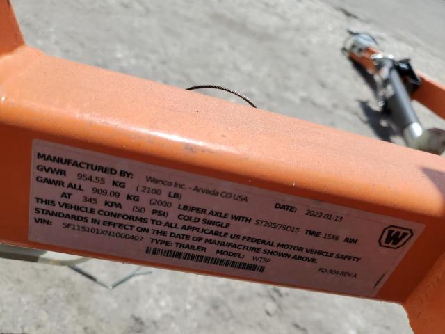 5F11S101XN1000407 - 2022 OTHI GENERATOR ORANGE photo 10