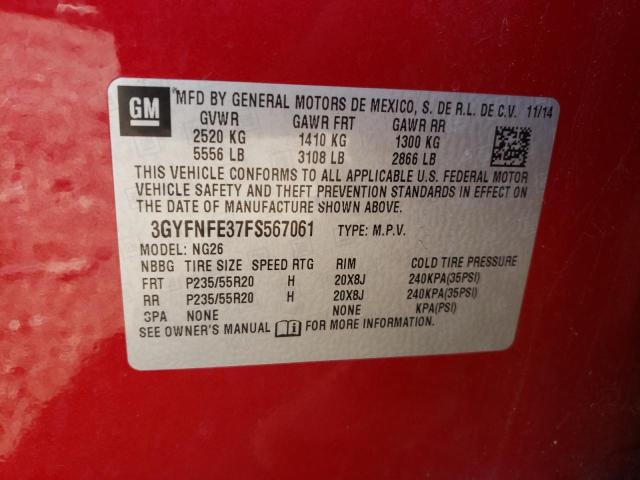 3GYFNFE37FS567061 - 2015 CADILLAC SRX PERFORMANCE COLLECTION Қызыл фото 12