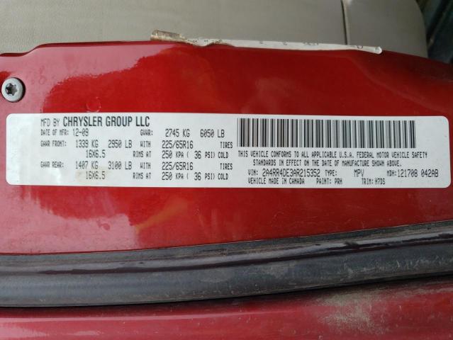 2A4RR4DE3AR215352 - 2010 CHRYSLER TOWN & COU LX RED photo 14