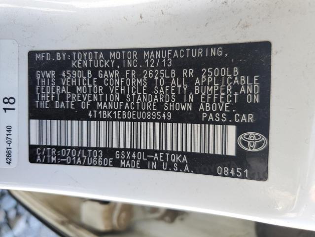 4T1BK1EB0EU089549 - 2014 TOYOTA AVALON BASE WHITE photo 12