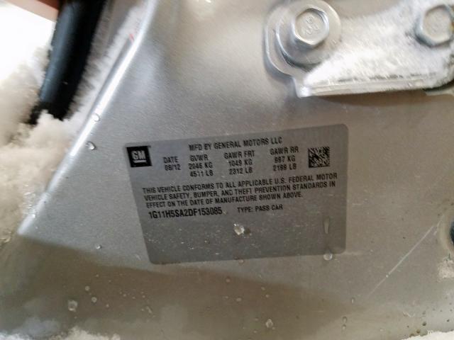 1G11H5SA2DF153085 - 2013 CHEVROLET MALIBU LTZ  ფოტო 10