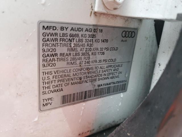 WA1VAAF76JD030914 - 2018 AUDI Q7 PRESTIGE Blanc photo 13