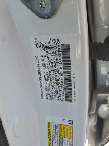 1HGCV1F34KA111817 - 2019 HONDA ACCORD SPORT WHITE photo 12