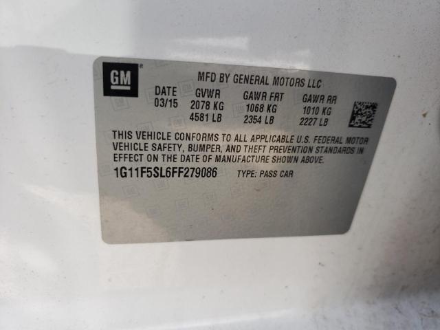 1G11F5SL6FF279086 - 2015 CHEVROLET MALIBU LTZ WHITE photo 12