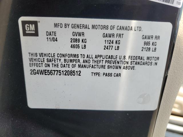 2G4WE567751208512 - 2005 BUICK LACROSSE CXS 黑色 照片 12