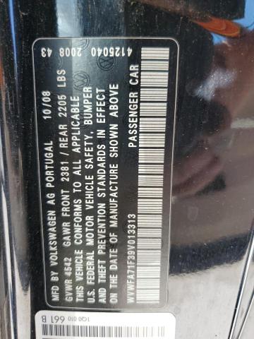 WVWFA71F39V013313 - 2009 VOLKSWAGEN EOS LUX 黑色 照片 12