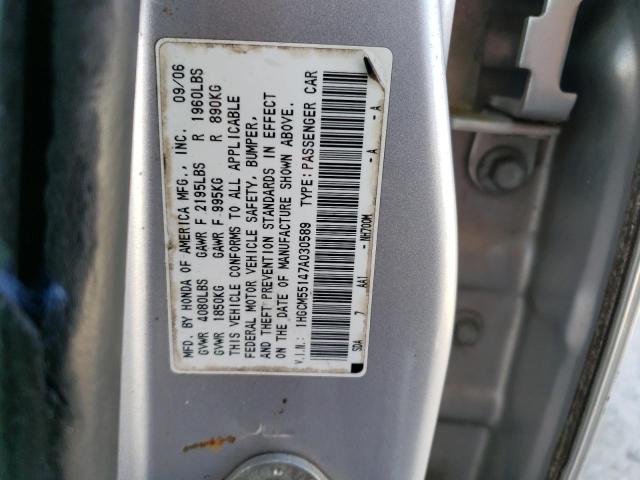 1HGCM55147A030589 - 2007 HONDA ACCORD VALUE SILVER photo 12