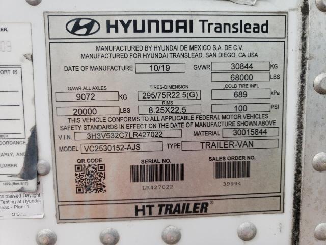 3H3V532C7LR427022 - 2020 HYUNDAI TRANSLEAD WHITE photo 10