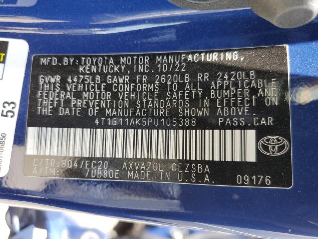 4T1G11AK5PU105388 - 2023 TOYOTA CAMRY SE NIGHT SHADE BLUE photo 12