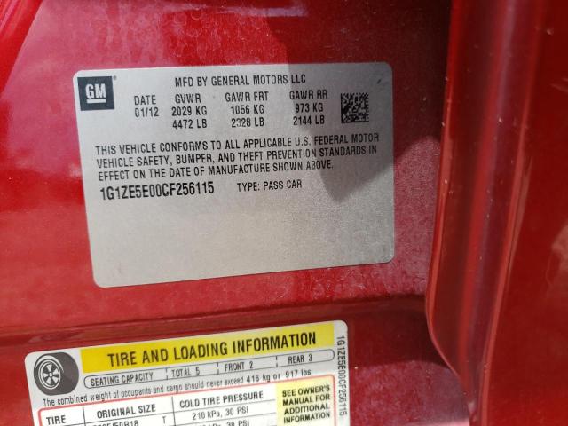 1G1ZE5E00CF256115 - 2012 CHEVROLET MALIBU LTZ მუქწითელი ფოტო 12