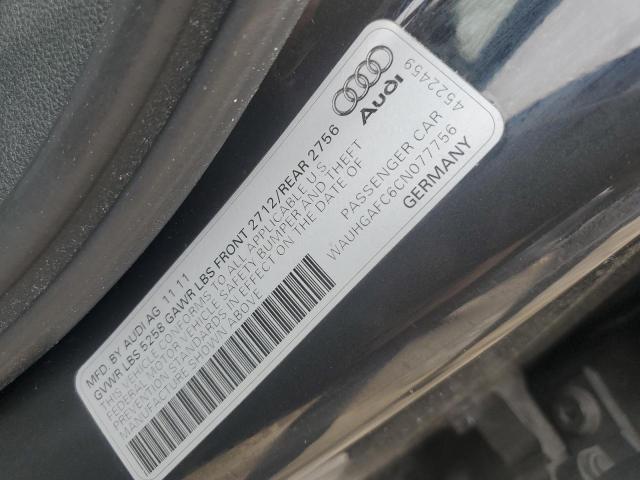 WAUHGAFC6CN077756 - 2012 AUDI A6 PRESTIGE ნაცრისფერი ფოტო 12