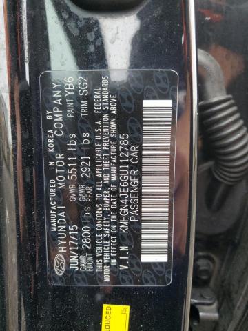 KMHGN4JE6GU112785 - 2016 HYUNDAI GENESIS 3.8L BLACK photo 12