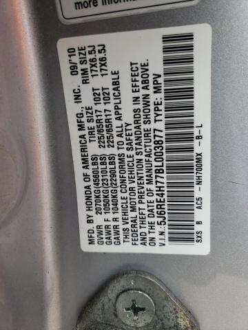 5J6RE4H77BL003877 - 2011 HONDA CR-V EXL SILVER photo 13