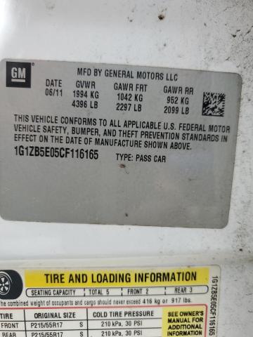 1G1ZB5E05CF116165 - 2012 CHEVROLET MALIBU LS أبيض صورة 12