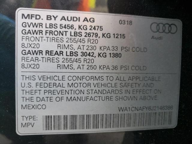 WA1CNAFY6J2146386 - 2018 AUDI Q5 PRESTIGE GRAY photo 12