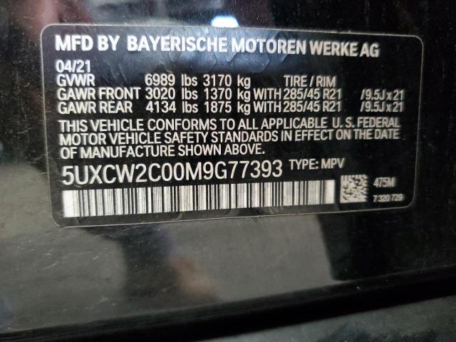 5UXCW2C00M9G77393 - 2021 BMW X7 XDRIVE40I BLACK photo 13