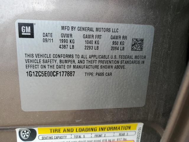 1G1ZC5E00CF177887 - 2012 CHEVROLET MALIBU 1LT BROWN photo 12