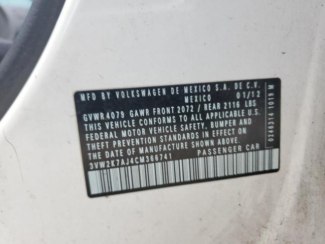 3VW2K7AJ4CM366741 - 2012 VOLKSWAGEN JETTA BASE Weiß Foto 13