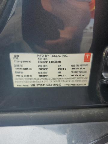5YJSA1E40JF297040 - 2018 TESLA MODEL S GRAY photo 12