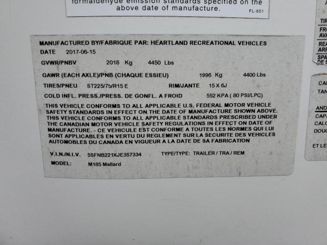5SFNB221XJE357334 - 2018 HEARTLAND GATEWAY 白色 照片 10