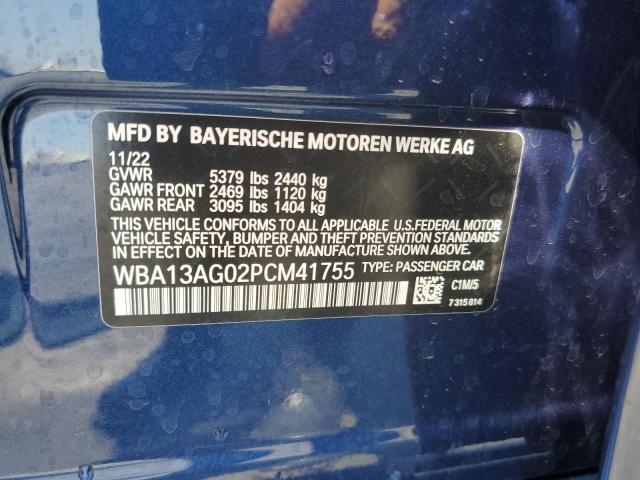 WBA13AG02PCM41755 - 2023 BMW 530E BLUE photo 12