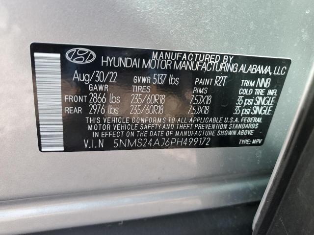 5NMS24AJ6PH499172 - 2023 HYUNDAI SANTA FE SEL SILVER photo 13