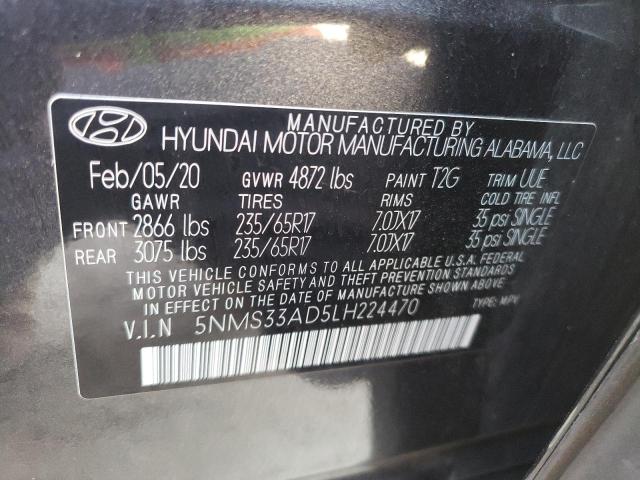 5NMS33AD5LH224470 - 2020 HYUNDAI SANTA FE SEL GRAY photo 13