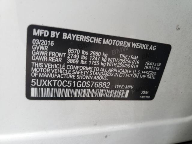 5UXKT0C51G0S76882 - 2016 BMW X5 XDR40E WHITE photo 13