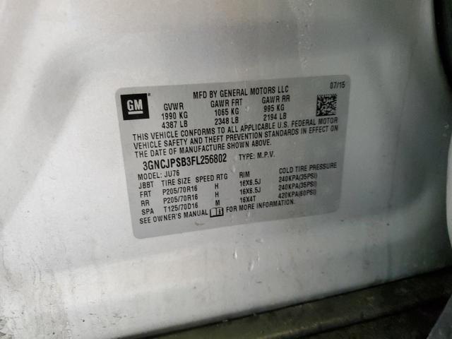 3GNCJPSB3FL256802 - 2015 CHEVROLET TRAX 1LS SILVER photo 13