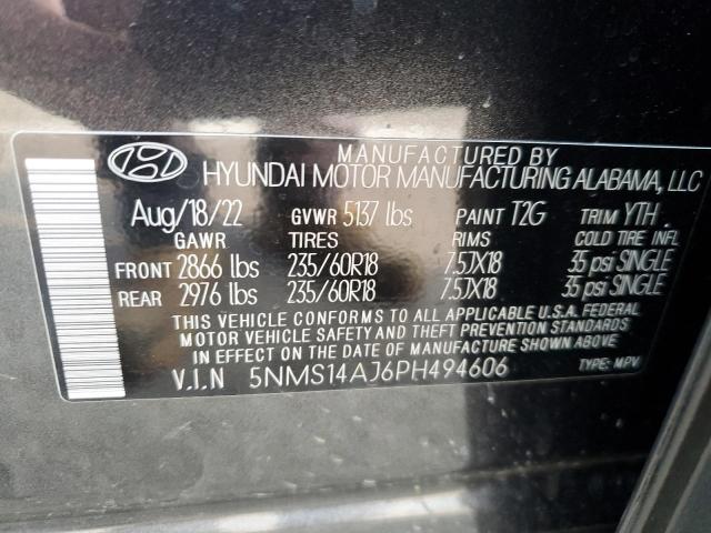 5NMS14AJ6PH494606 - 2023 HYUNDAI SANTA FE SE GRAY photo 12