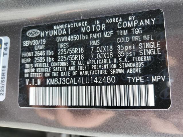 KM8J3CAL4LU142480 - 2020 HYUNDAI TUCSON LIMITED GRAY photo 12