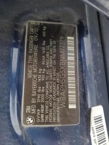 WBAPH5G5XBNM77379 - 2011 BMW 3 SERIES I SULEV BLUE photo 12