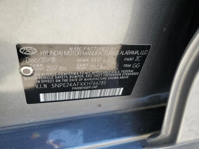 5NPE24AFXKH766785 - 2019 HYUNDAI SONATA SE Graphite photo 12