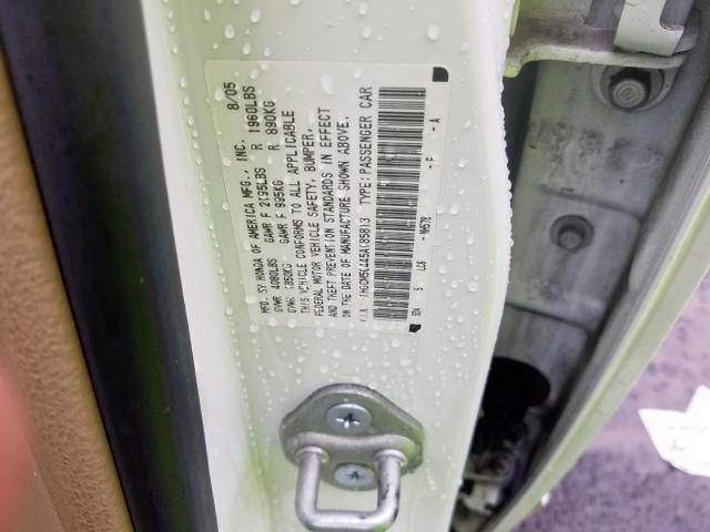 1HGCM56445A185813 - 2005 HONDA ACCORD LX  photo 10