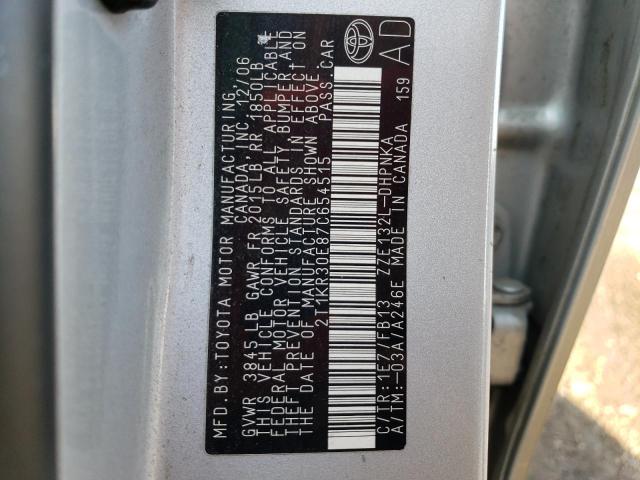 2T1KR30E87C654515 - 2007 TOYOTA COROLLA MA XR SILVER photo 12