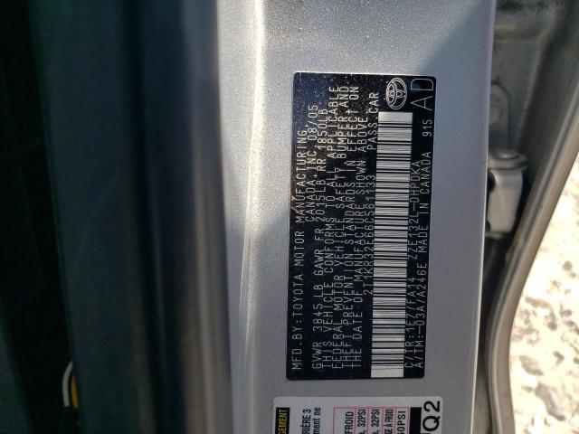 2T1KR32E66C561133 - 2006 TOYOTA COROLLA MA XR SILVER photo 13