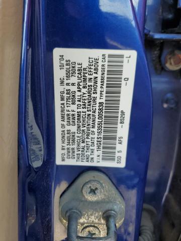 1HGES16355L005838 - 2005 HONDA CIVIC DX VP Mavi foto 12