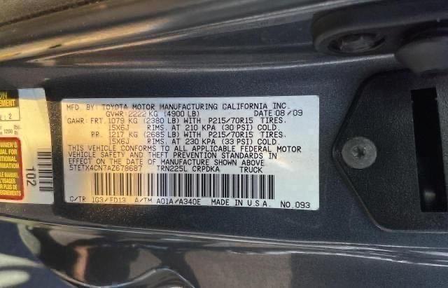 5TETX4CN7AZ678687 - 2010 TOYOTA TACOMA ACCESS CAB ნაცრისფერი ფოტო 10